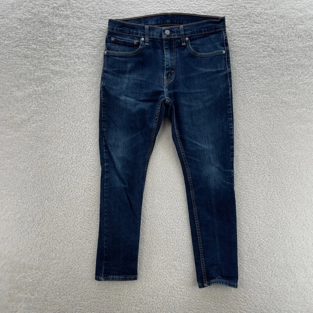 Levis 512 Jeans Mens 32x28* Blue Slim Taper Dark Wash Denim Stretch Preppy